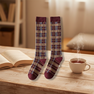 Wholesale Luxury Designer Plaid Long Calf <strong>Socks</strong> Cotton <strong>Tartan</strong> Knee High <strong>Socks</strong> for Women - Product Image 5
