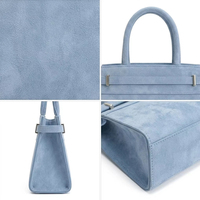 Sac Satchel Top Handle Structuré Petit en Véritable Suède pour Femme avec Sangle Crossbody Amovible pour Sorties Quotidiennes