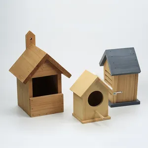 Nid en bois personnalisé pour animaux de compagnie, maison d'oiseaux d'extérieur suspendue, maison d'oiseaux naturelle, couchage pour oiseaux