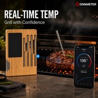 Thermomètre de cuisson sans fil intelligent pour barbecue via connexion APP, ±0.5 ° Lecture précise avec 4 sondes en acier inoxydable