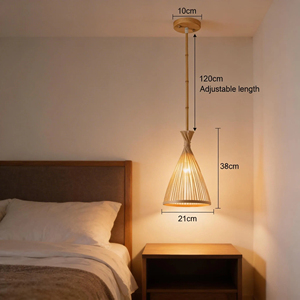 Lámpara Colgante de Bambú en Forma de Cono, Tejida a Mano, de Ratán, Iluminación Natural para el Hogar, Proveedor de Vietnam - Product Image 5