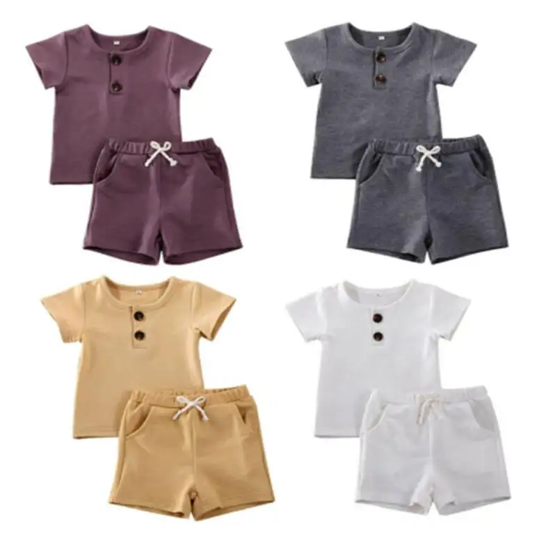 Toddler Infant Summer Clothing Tracksuits Set Cotton Casual Short Sleeve Tops +Shorts Newborn Baby Girls Boy pajamas Clothes Set