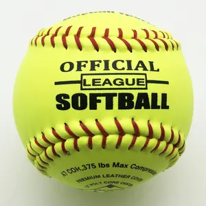 COR.47,375ปอนด์,12นิ้ว Fast Pitch Optic สีเหลืองยกตะเข็บหนัง Softball Polycore การควบคุมการบีบอัดซอฟท์บอล