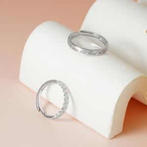 Fabrika toptan 925 ayar gümüş düğün <span class=keywords><strong>Promise</strong></span> yüzükler Set zirkon kakma nişan takı severler çift için - Product Image 5