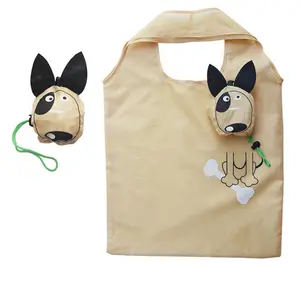 Moda Dobrável Bonito Forma Dos Desenhos Animados Animal Portátil Saco De Compras Logotipo personalizado Extra-Wide Dobrável Bolsa De Compras Canvas Tote Bag