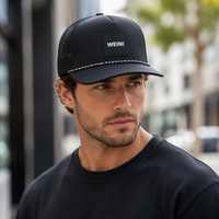 Custom logo 5-panel etnische sportieve geruite blad Oxford mesh trucker baseballcap katoen/polyester enkelrijig gespsluiting