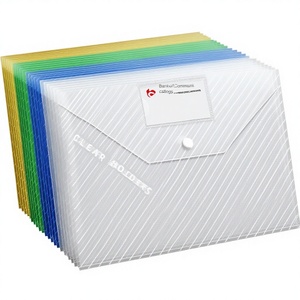 A4 Document <strong>Folder</strong> Wholesale Classic Twill Button PP Transparent Customizable Printable Logo Exam Paper Storage Filing Bag - Product Image 1