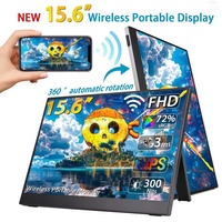 Moniteur portable sans fil 15,6 pouces FHD 16:9 à faible lumière bleue pour téléphone portable, PC, ordinateur portable, compatible filaire pour Xbox, PS4/5, Switch et autres périphériques