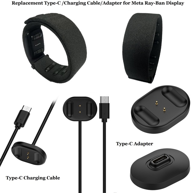 Type-C Adapter for Meta Ray-Ban Display Portable Magnetic Charger Type-C Charging Cable Cord for Meta Ray-Ban Display