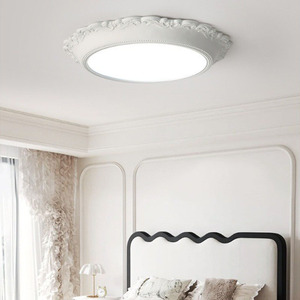 Plafonnier de luxe style rétro français crème pour chambre principale, salon et bureau, luminaire décoratif en relief - Product Image 1