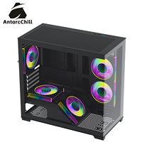 AntarcChill Black Mid Tower Gaming Case with Panoramic Side Panel MicroATX Support 360mm Liquid Cooling USB3.0 Ports