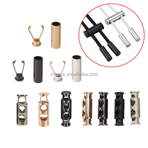 Kim loại dây đàn hồi 2 lỗ hợp kim dây rút dây may mặc phần cứng Hoodies Thể Thao Túi mùa xuân chuyển đổi dây khóa Stopper với logo - Product Image 2