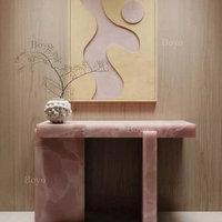 Table de console d'entrée de luxe en marbre violet Rosso Levento, design Sphere Base Design