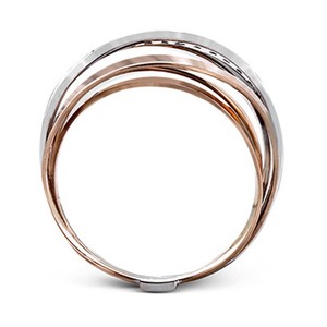 Anello a più strati per donna, bicolore, con design scintillante intarsiato, gioielli alla moda - Product Image 3