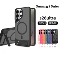 Coques de téléphone avec béquille pour S25 Ultra, étui magnétique à chargement sans fil, support de téléphone dissimulé pour coques arrière antichoc pour S26 Ultra