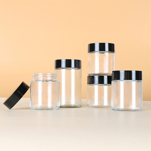 Customizable LOGO And Color Clear <b>Glass</b> Cosmetic Jars Logo Sticker Empty Face Cream <b>Container</b> With Multi Color Lids - Product Image 4