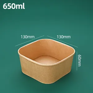 Descartável kraft tigela salada bento lancheira tirar fast food papel recipiente caixa de papel para piquenique embalagens de alimentos saladeira