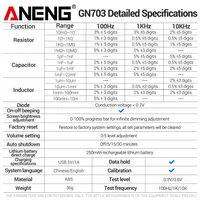 ANENG GN703 Pince de mesure intelligente LCR, Testeur SMD portable, Multimètre numérique portatif pour Capacité, Résistance, Inductance et ESR