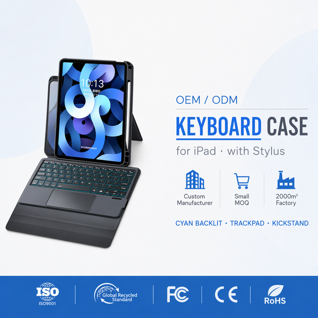 Wireless USB Type-C RGB Backlit Touchpad Keyboard Case for iPad 10.2/10.5/10.9/11/12.9 Inch with Magnetic Closure