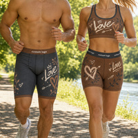 Caleçons et boxers pour hommes personnalisés avec imprimé 'Love', doux, respirants, à jambe longue, anti-frottement, sous-vêtements pour couples