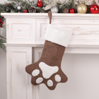 Adorable chaussette de Noël longue en peluche en forme de patte d'animal, ornement suspendu pour fête de Noël, sac à bonbons pour animaux de compagnie, pour la décoration de la maison en Noël