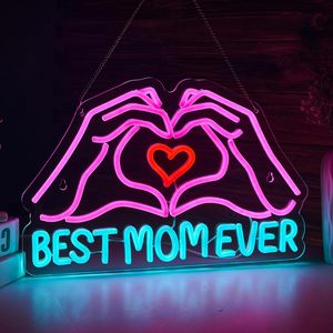 Letreros LED de Neón Personalizados 'La Mejor Mamá del Mundo', Luz Ambiental Interior, Letrero Decorativo para Tienda, Luz Indicadora de Entrada - Product Image 1