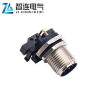 Conector ZLconnector M12 Impermeable para PCB, Conector Macho Angular de 2 a 12 Pines, Blindado, para Montaje en Panel Trasero Ethernet