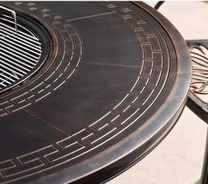 धातु वाणिज्यिक उद्यान आंगन आउटडोर फर्नीचर आयताकार 6 सीट प्राचीन 6 सीट प्राचीन लोहा डाइनिंग टेबल - Product Image 4