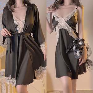 Sfy9493 Conjunto de Lencería Sexy al por Mayor para Mujer, Tallas Grandes, con Bordado Fino de Encaje, Tirantes Acolchados, Camisón y Bata, Ropa de Dormir - Product Image 3