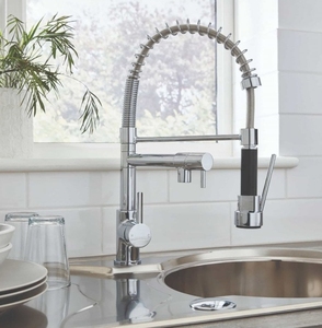Nouveau populaire 201 acier inoxydable <span class=keywords><strong>double</strong></span> bec évier de cuisine <span class=keywords><strong>mitigeur</strong></span> monotrou Chrome printemps robinet de cuisine - Product Image 5