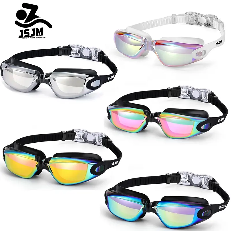 JSJM New Swimming Glasses Fashion Electroplating Silicone Adult Swimming Goggles Anti-Fog swimming pool