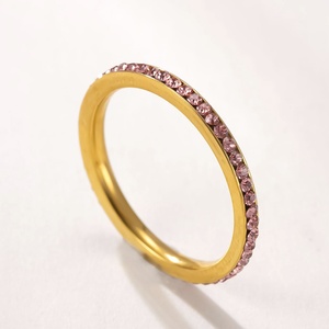 Anelli Sottili da 2mm in Acciaio Inossidabile Placcato Oro 18K con Zirconi Colorati, <span class=keywords><strong>Gioielli</strong></span> alla Moda per Donna - Product Image 4