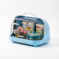Boîte de rangement pour biberons avec couvercle, séchoir à biberons portable, plateau de drainage, organisateur de couverts pour la cuisine