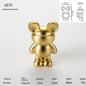 Tirador de cajón de aleación de zinc cromado con diseño de oso francés, libélula <span class=keywords><strong>y</strong></span> <span class=keywords><strong>Mickey</strong></span>, en acabado plateado brillante <span class=keywords><strong>y</strong></span> dorado, estilo vintage americano para muebles - Product Image 6