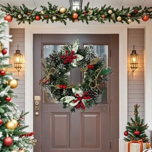 Guirlande <span class=keywords><strong>de</strong></span> Noël en PVC en gros 2025, porte-panier <span class=keywords><strong>de</strong></span> Noël, guirlande décorative florale pour la saison festive - Product Image 1