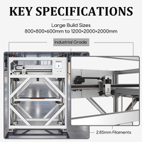Imprimante 3D Industrielle Haute Température DM12Pro 1200mm Numérique Grand Format pour ABS, PLA, Nylon et Fibre de Carbone