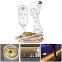 Lampu Strip Led Bertenaga Baterai Usb Sensor Gerak Pir 5V Kotak Baterai Aaa Lemari Tahan Air Lemari Pakaian Dapur Fleksibel