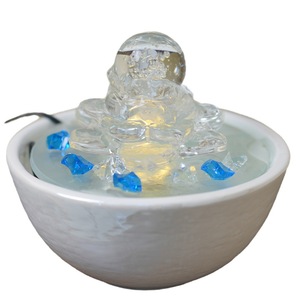 Fuente de cristal con forma de loto y cascada de agua para Feng Shui y atracción de riqueza 110-220V AC - Product Image 5