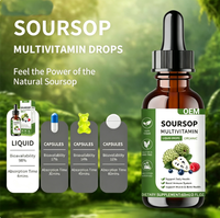 Complément alimentaire liquide multivitaminé au corossol 60 ml, marque privée OEM, extrait d'herbes naturelles pour les soins quotidiens du corps