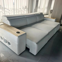 Canapé-lit électrique moderne blanc trois places PUZE GALAXY en tissu confortable, futon pliant de haute qualité pour salon avec porte-gobelets