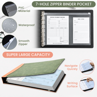 ANGLU Geschäfts-Scheckbuch-Ordner Premium PU-Leder Mappe 7-Loch D-Ring Scheck-Organizer mit Gummizug für Büro und Buchhaltung