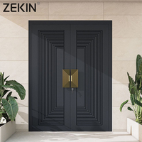 ZEKIN Villa Puerta delantera Metal Exterior moderno Puerta antirrobo Puerta principal de entrada de aluminio fundido