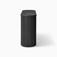 Table console ovale KUMUSI en chêne noir naturel rainuré avec 2 tiroirs
