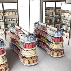 Étagères <span class=keywords><strong>de</strong></span> supermarché en métal, acier robuste, design unique avec rails <span class=keywords><strong>de</strong></span> protection, présentoir pour snacks, magasins <span class=keywords><strong>de</strong></span> proximité et librairies - Product Image 2