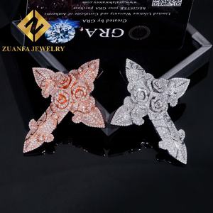 Magnifique pendentif croix en argent 925 avec moissanite, bijoux hip-hop, pendentif fin glacé, unisexe - Product Image 3