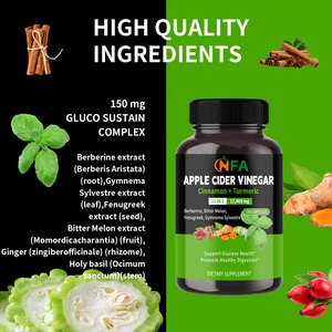 Suplemento de hierbas, cápsulas de vinagre de sidra de manzana, Canela + cúrcuma, soporte para la salud de la glucosa y promueve cápsulas de digestión saludables - Product Image 5