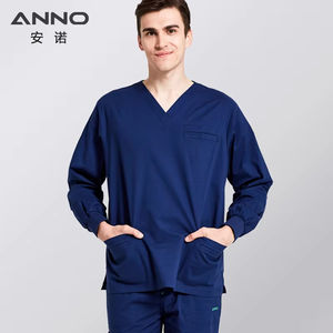 Uniformes médicos ANNO de manga larga para otoño e invierno, conjuntos de camisetas de algodón suave, poliéster y spandex, trajes de enfermería y medicina. - Product Image 3