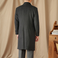 Manteau d'hiver pour homme en 52% laine, coupe ajustée, uni, chaud, épais, mi-long, à double boutonnage, décontracté