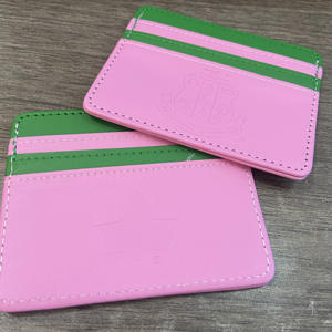 Alpha Greek Sorority Logo personalizado Tarjetero de cuero PU de doble cara Verde Rosa Multi-Slots Monedero delgado para damas Drop <span class=keywords><strong>Shopping</strong></span> - Product Image 2