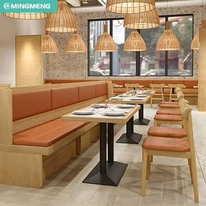 Ensemble de canapés modernes et commerciaux pour restauration rapide, café et restaurant, table et chaise en bois avec panneaux, bancs, collations pour les centres commerciaux et les hôtels. - Product Image 5